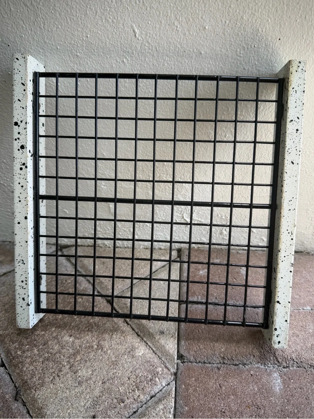 Wire Mesh Vintage 90’s Trivet with Speckled Wood Supports